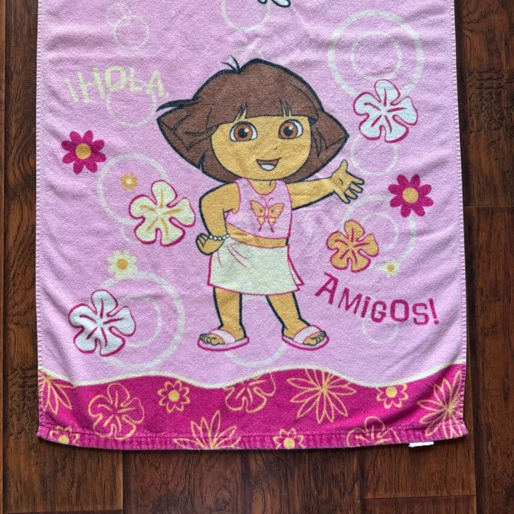 Vintage Dora The Explorer Beach Towel Pink Boots Hola Amigos Y2K Kidcore 42x23